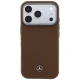 Mercedes Leather Semi Wrap Wood Effect MagSafe vāciņš iPhone 17 Pro Max brūns