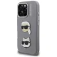 Karl Lagerfeld FW Grained Karl & Choupette vāciņš Apple iPhone 16 Pro Max, Pelēks