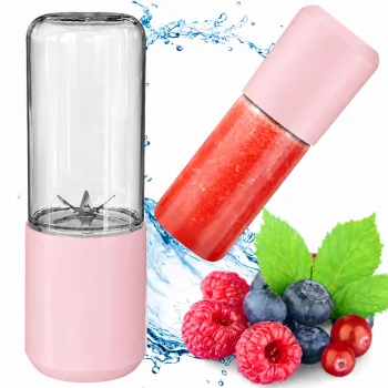Bezvadu mini blenderis smūtijiem, 400ml, 150W, Rozā