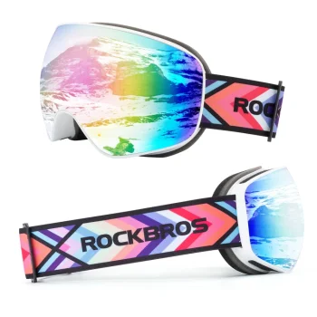 Bērnu slēpošanas brilles Rockbros SP284 ar dubulto lēcu un UV filtru, baltas