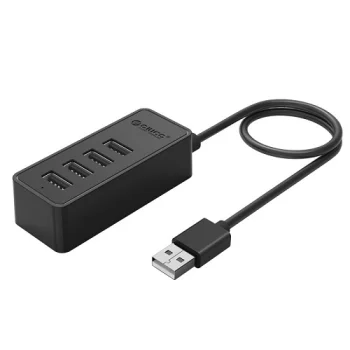USB centrmezgls ORICO W5P-U3-030 ar 4 USB 3.0 pieslēgvietām, 30 cm kabelis, melns