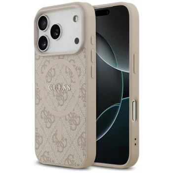 Guess 4G Ring Classic Logo MagSafe vāciņš iPhone 17 Pro - rozā