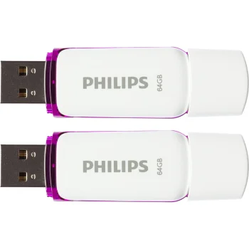 USB zibatmiņa Philips Snow Edition 64 GB USB 2.0, 2 gab., balta/violeta