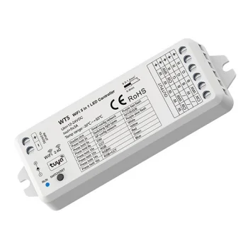 Tuya WT5 viedais LED kontrolieris 5in1, Wi-Fi / RF 2.4 GHz, 12-24V, balts