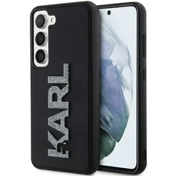 Karl Lagerfeld Samsung Galaxy S23 vāciņš 3D Rubber Glitter Logo, melns