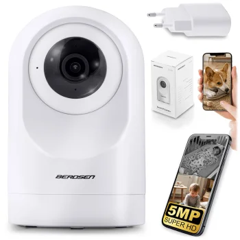 Grozāma IP kamera un mazuļu uzraudzības kamera Berdsen BD-941 5MP Wi-Fi, balta