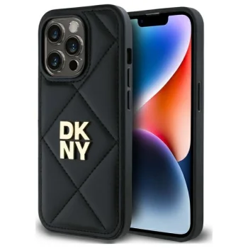 DKNY Quilted Stack Logo iPhone 14 Pro Max vāciņš, melns