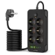 Pagarinātājs Tech-Protect PC6X6 6 Ligzdas 3xUSB-A 3xUSB-C 2m, Melns