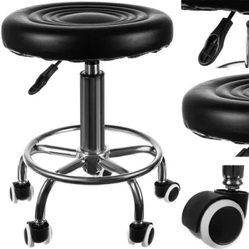 Regulējams Friziera Kosmetologa Skaistumkopšanas Meistara Krēsls Taburete, Melns | Hairdresser Chair Beauty Salon...