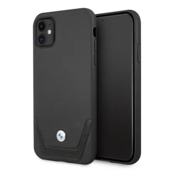 BMW Perforate ādas vāciņš iPhone 11 / XR modelim Melns
