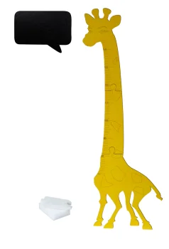 Koka bērnu auguma mērītais - 125 cm - Dzeltena žirafe l Wooden Height Chart for Children - 125 cm - Yellow Giraffe