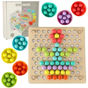 Koka mozaīkas pērlīšu izglītojošā puzle Montessori, 77 gab.