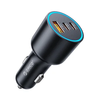 Orico HyperDrive 165W USB-A + 2x USB-C Automašīnas Lādētājs, Melns