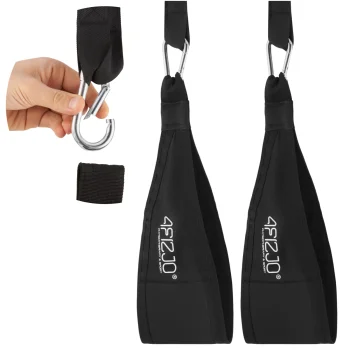 Vēdera muskuļu treniņu cilpas 4FIZJO AB Sling Straps, melnas