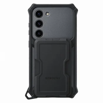 Samsung Galaxy S23 vāciņš Rugged Gadget Case ar gredzenu un statīvu, pelēks