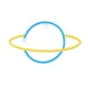 LED neona lampa Forever Light SATURN USB vai 3xAA, dzeltena un zila