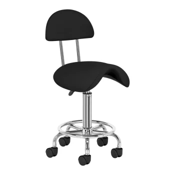 Activeshop 6001 kosmetologa taburete ar atzveltni, melna