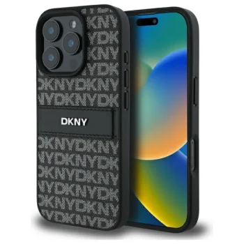 DKNY Texture Pattern Tonal Stripe vāciņš iPhone 16 Pro Max, melns