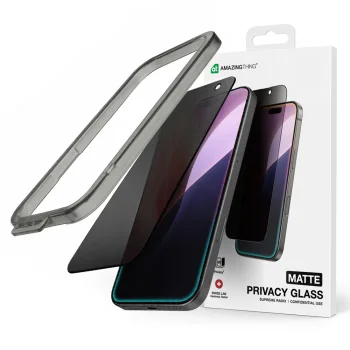 AmazingThing iPhone 17 Pro aizsargstikls Titan FusionFilter 7 Matte Privacy