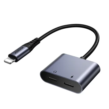 Joyroom SY-L02 2-in-1 Lightning audio un uzlādes adapteris, melns