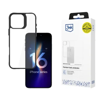 3mk iPhone 16 Pro Max vāciņš Satin Armor Case+, caurspīdīgs ar melnu rāmi