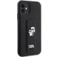 Karl Lagerfeld iPhone 11 vāciņš Gripstand Saffiano Karl & Choupette, melns