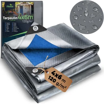 Plonos PL-500 plēve / tents 400 x 600 cm, 120 g/m2, sudraba/zila