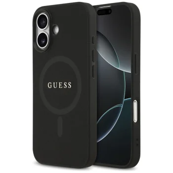 Guess Saffiano Classic Logo MagSafe vāciņš iPhone 17, melns