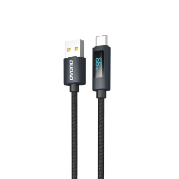 Dudao L7T USB-A uz USB-C kabelis 66W ar LED displeju 1m, melns