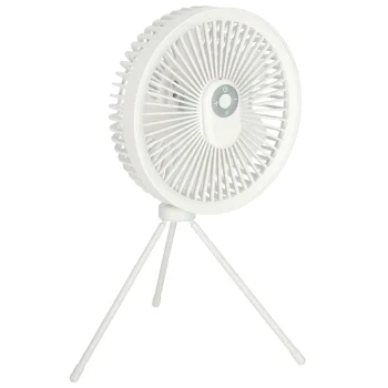 Bezvadu galda ventilators ar tālvadības pulti un LED gaismu, 18 cm, balts