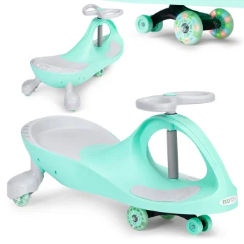 Ecotoys bērnu gravitācijas auto ar LED riteņiem, zaļš