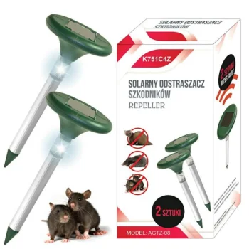 Ultraskaņas Grauzēju Kurmju Repelents Atbaidītājs ar Saules Bateriju Paneli un LED Apgaismojumu, 2gab. | Ultrasonic...