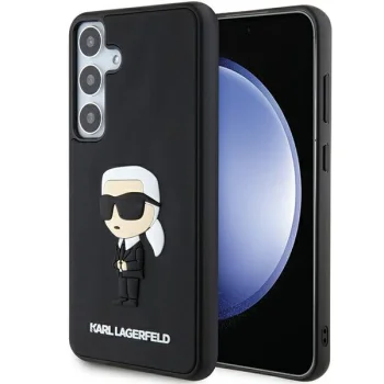 Karl Lagerfeld Samsung Galaxy S24 vāciņš 3D Rubber Ikonik NFT, melns