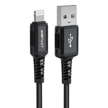 Acefast C4-02 USB uz Lightning kabelis, MFi, 1.2m, 2.4A, melns