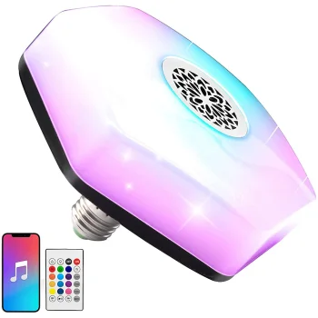 LED RGBW spuldze ar Bluetooth skaļruni un pulti, E27