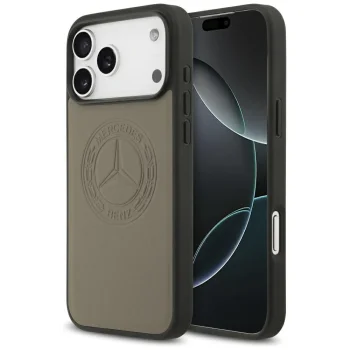 Mercedes Leather Vintage Logo MagSafe vāciņš iPhone 17 Pro Max, Taupe