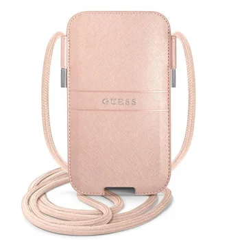 Guess Saffiano Strap tālruņa soma 6.1'' - Rozā