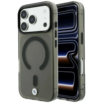 BMW MagSafe vāciņš iPhone 18 Pro / 17 Pro, Sign Frosted IML Metal Logo, pelēks