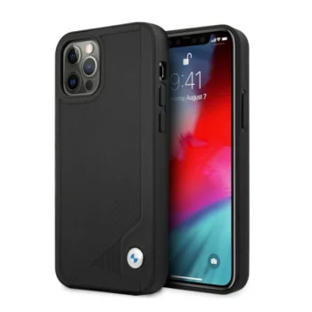 BMW iPhone 12 Pro Max vāciņš Leather Deboss, melns