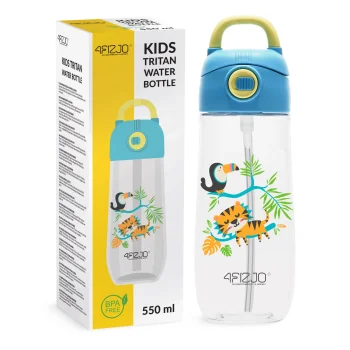 4Fizjo Džungļi bērnu ūdens pudele ar salmiņu 550 ml