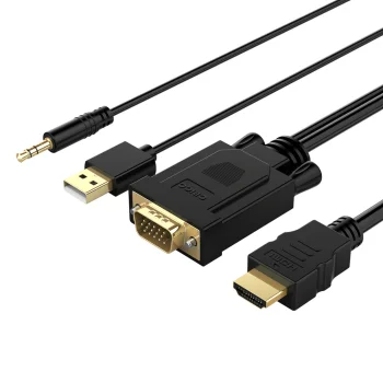 Orico XD-VATH VGA + 3.5mm uz HDMI kabelis ar USB barošanu 5m Melns