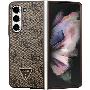 Guess Samsung Galaxy Z Fold 5 vāciņš Leather 4G Triangle Strass, brūns