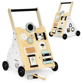ECOTOYS koka attīstošais staigulis-stumējs bērniem
