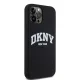 DKNY iPhone 12 / 12 Pro vāciņš Liquid Silicone White Printed Logo MagSafe, melns