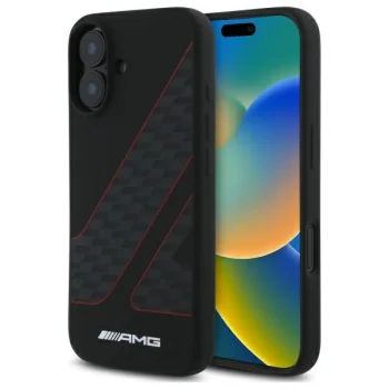 AMG Checkered Flag MagSafe vāciņš iPhone 16, melns