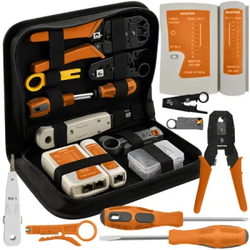 Bigstren 25835 tīkla kabeļu testera un instrumentu komplekts, melns/oranžs