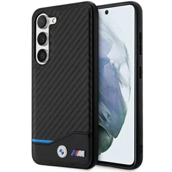 BMW Leather Carbon vāciņš Samsung Galaxy S23+, melns