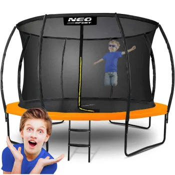Neo-Sport NS-12C201 dārza batuts ar iekšējo tīklu 374 cm (12ft), oranžs