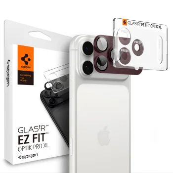 Spigen Optik Pro XL Glas.tR EZ Fit kameras aizsargstikls iPhone 18 Pro, Dark Cherry