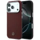 Mercedes Leather Semi Wrap Wood Effect MagSafe vāciņš iPhone 17/18 Pro Max, bordo